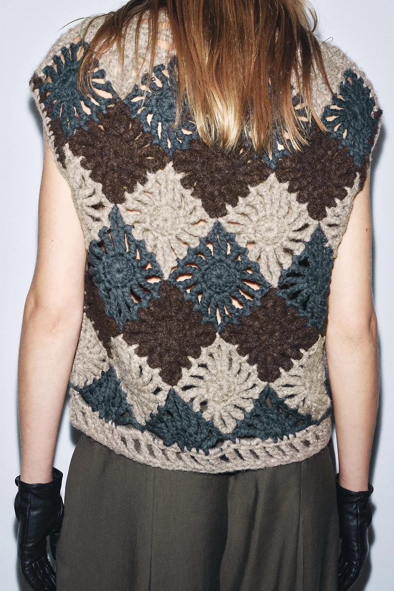 GILET PULL EN MAILLE CROCHET