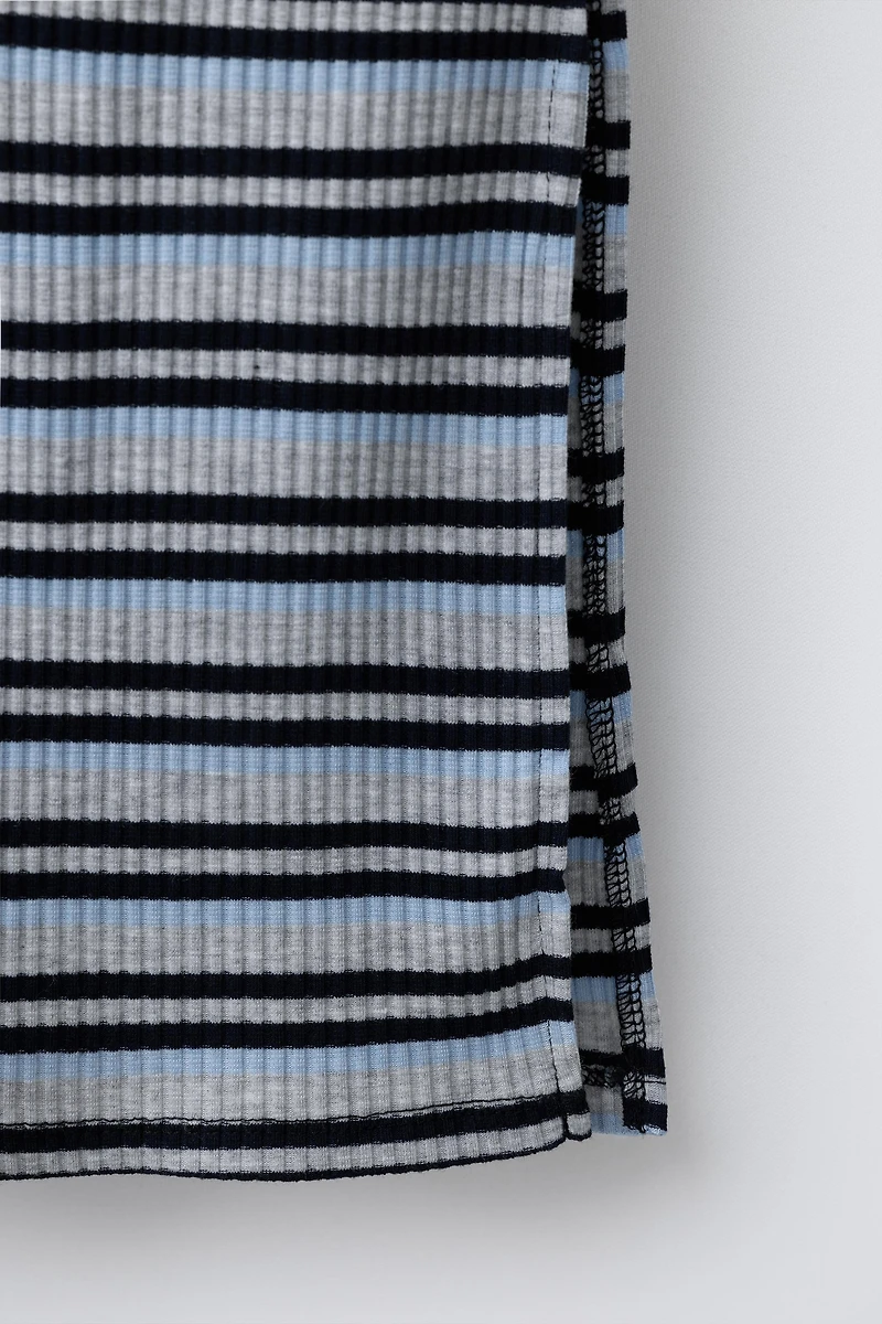 STRIPED MIDI SKIRT