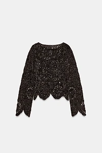 CROCHET LONG SLEEVE TOP