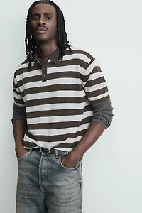 JACQUARD STRIPED KNIT POLO SHIRT