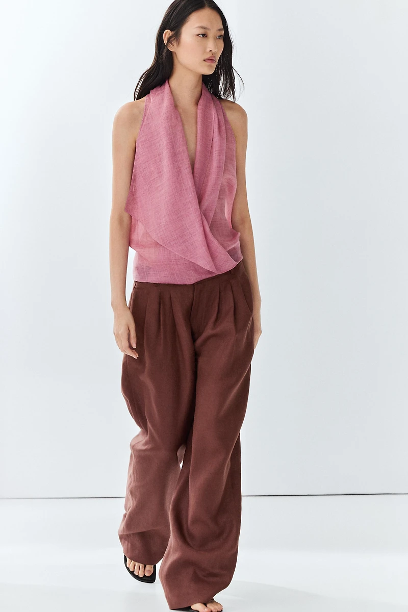 Draped crossover top
