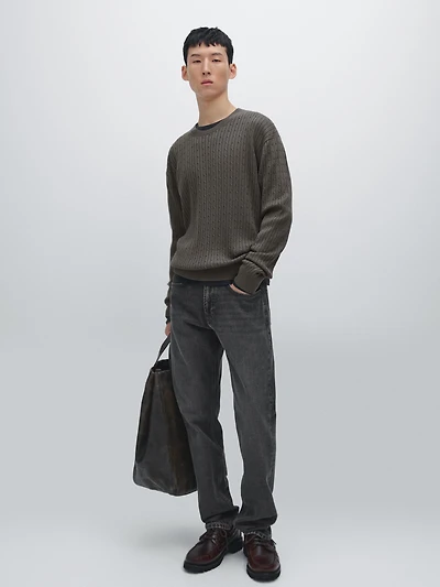 Pull tressé en coton mélangé