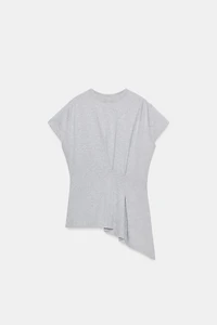ASYMMETRIC PLEATED T-SHIRT