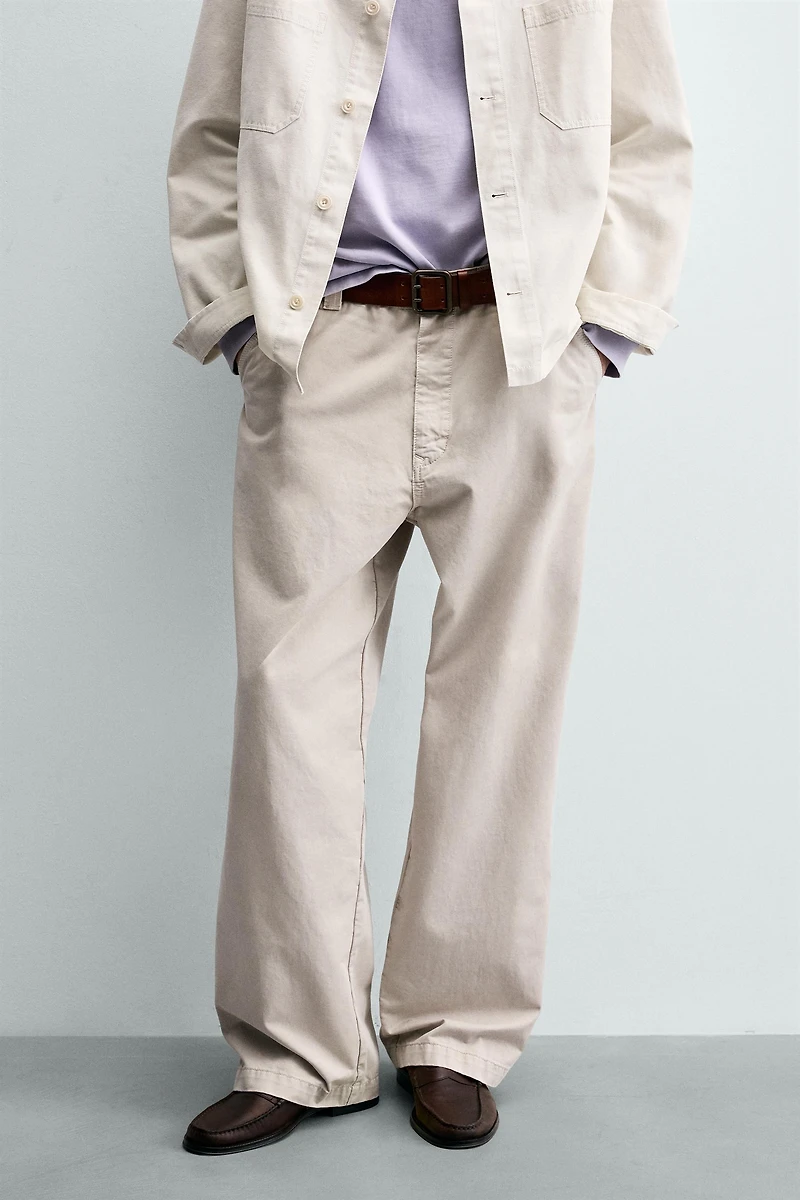 VINTAGE WASH EFFECT STRAIGHT FIT CHINO PANTS