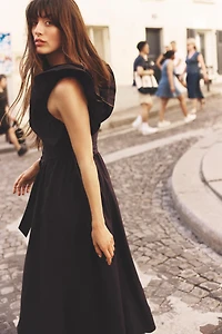 RUFFLED COMBINATION DRESS