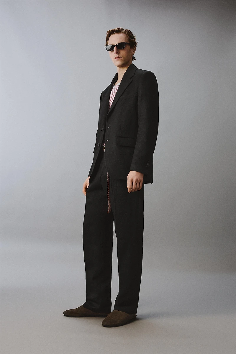 100% LINEN TWILL SUIT PANTS AARON LEVINE X ZARA