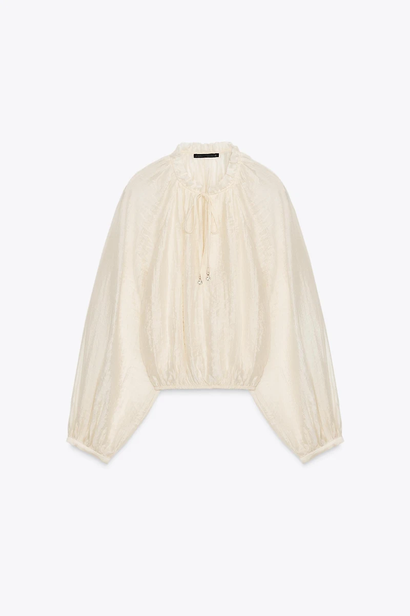 BLOUSE FLUIDE À MANCHES BOUFFANTES