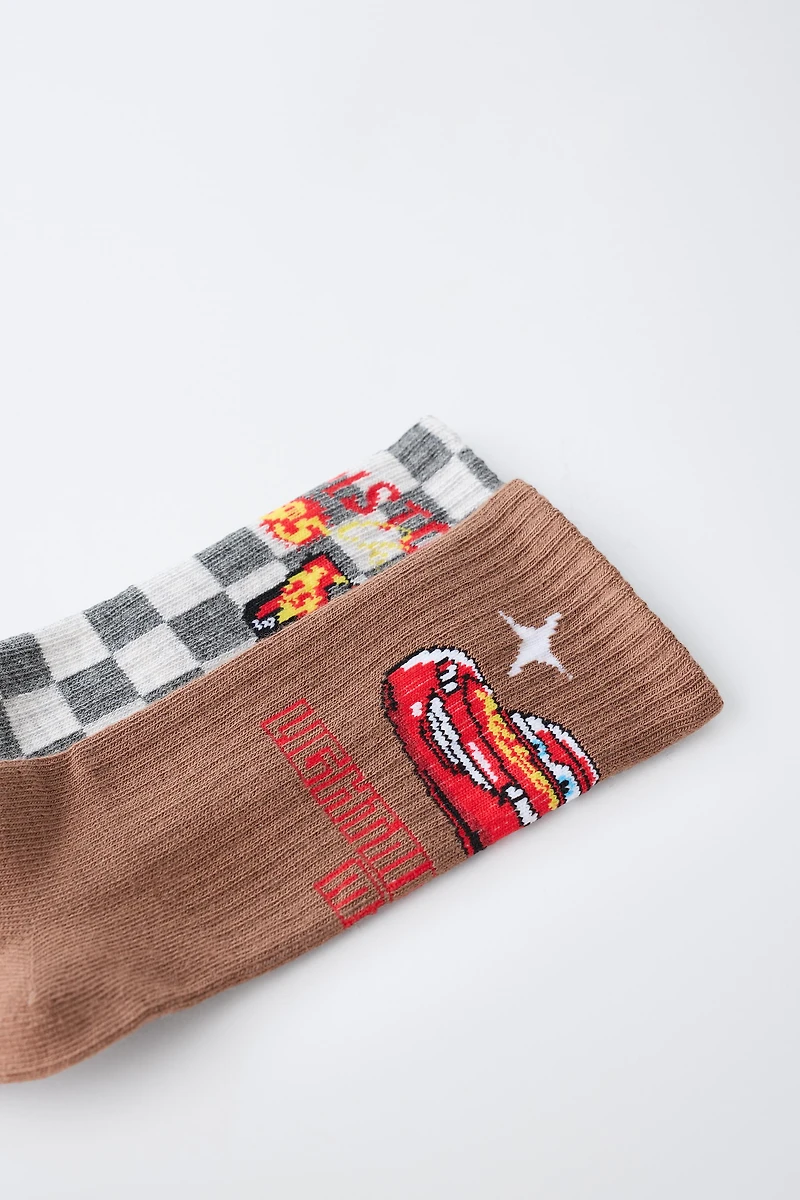 LOT DE DEUX PAIRES CHAUSSETTES MI-MOLLET CARS FLASH MCQUEEN © DISNEY/PIXAR