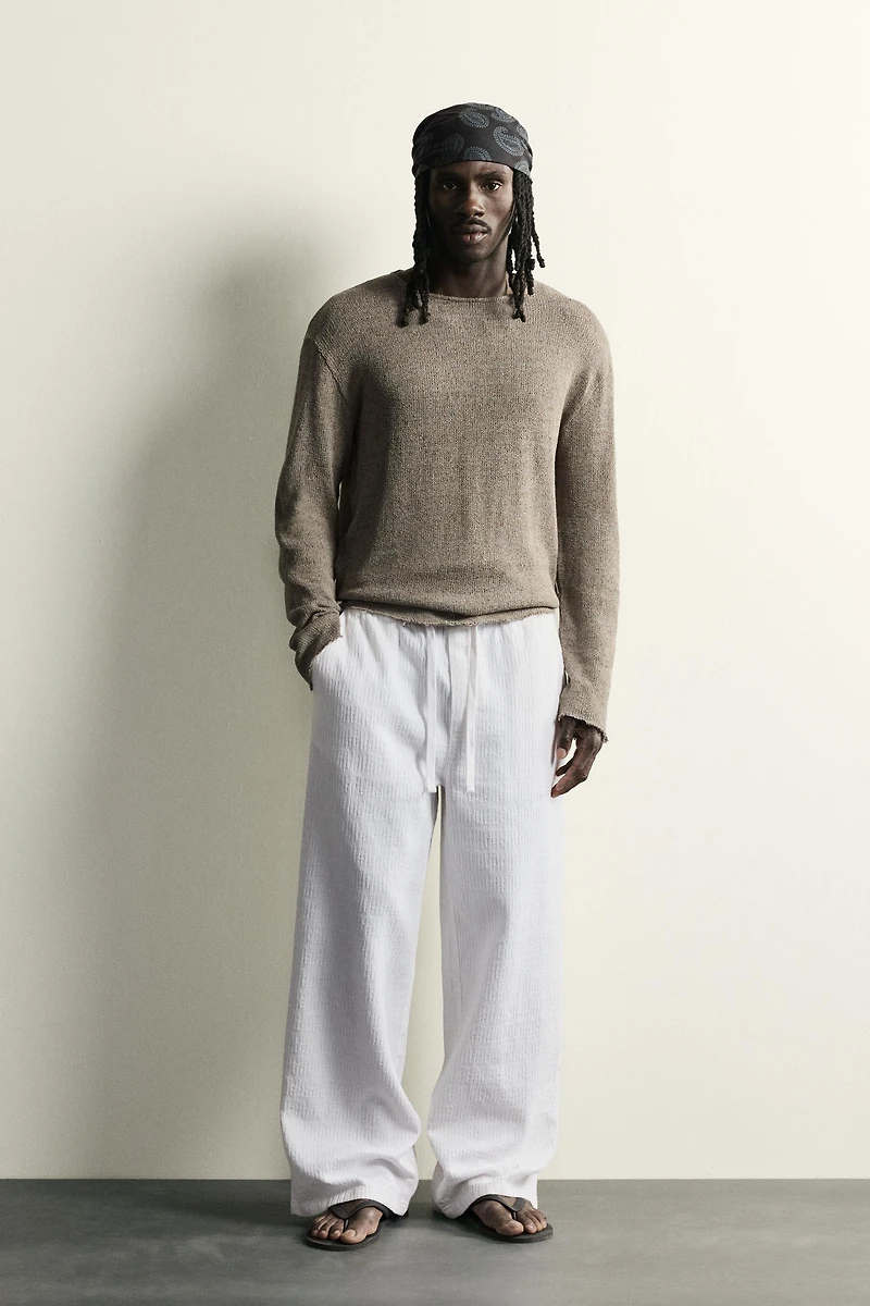 PANTALON COUPE DÉCONTRACTÉE JACQUARD DÉLAVÉ