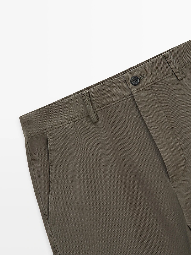 Tapered fit cotton pants