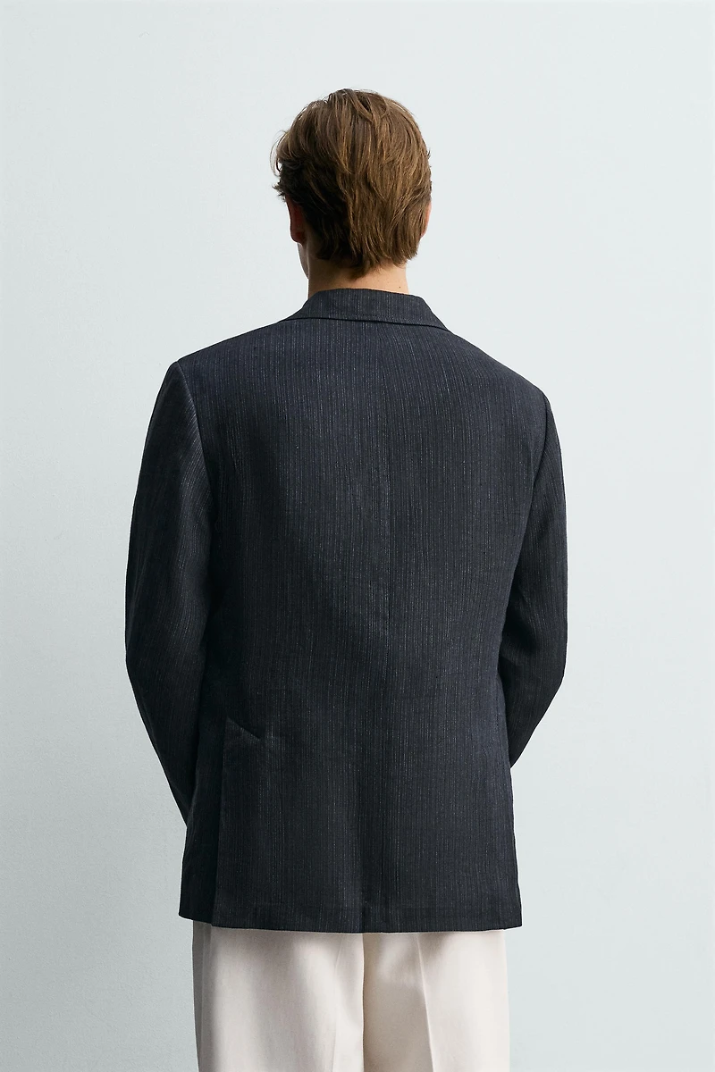 100% LINEN STRIPED BLAZER