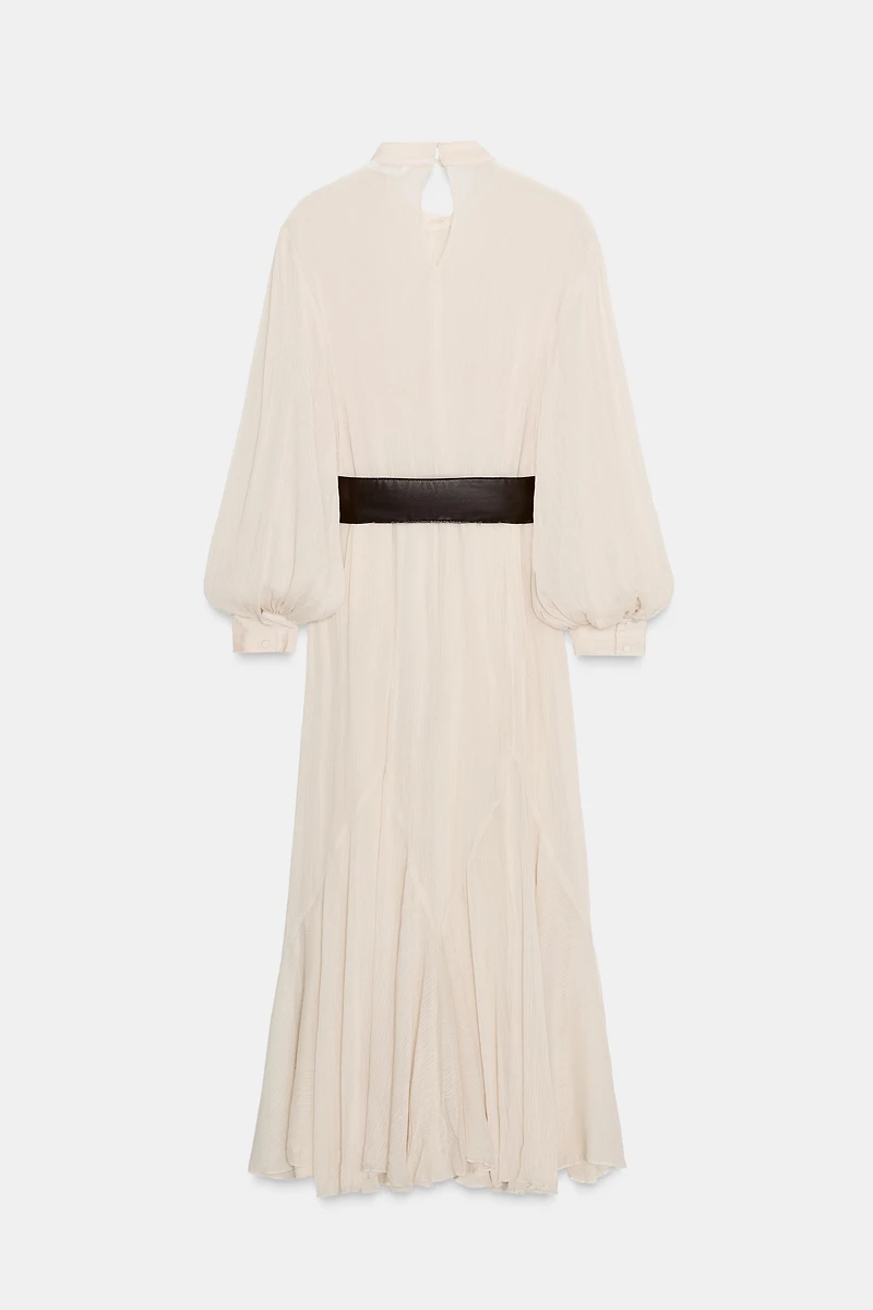 ROBE MIDI DENTELLE CEINTURE