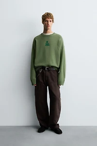PRINTED BOXY FIT SWEATER