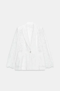 VESTE AJUSTÉE ÉPAULETTES BRODERIES AJOURÉES