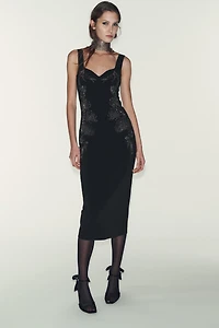 SPARKLY STRETCH MIDI DRESS