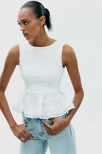 PEPLUM COMBINATION STRAP TOP