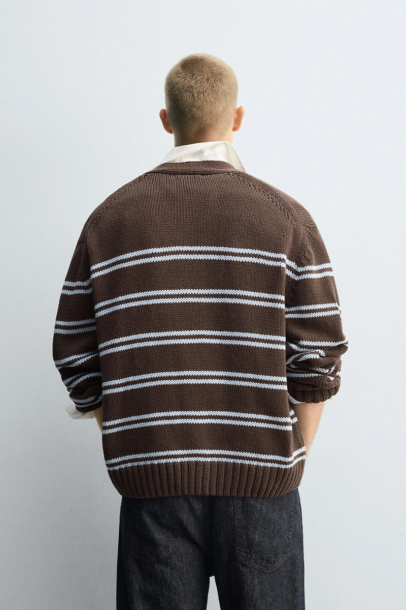 CARDIGAN JACQUARD RAYURES