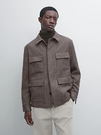 Herringbone wool blend cardigan