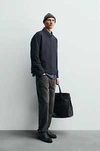 CREW NECK SWEATSHIRT WITH IRREGULAR FINISH