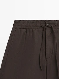 100% linen short Bermuda shorts