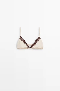 Soutien-gorge triangle en dentelle mélangé de soie