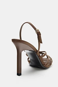 SATIN CAGE SANDALS