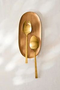 LOT DE 2 DE COUVERTS À SALADE EN ACIER DORÉ