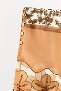 BEADED FLORAL EMBROIDERED SHORTS