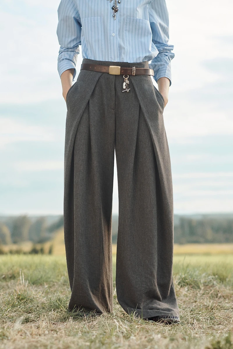 LIMITED EDITION WOOL BLEND VOLUME PLEATED PANTS