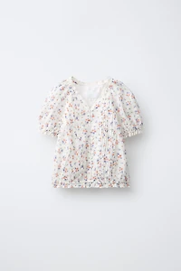 LACE TRIM FLORAL BLOUSE