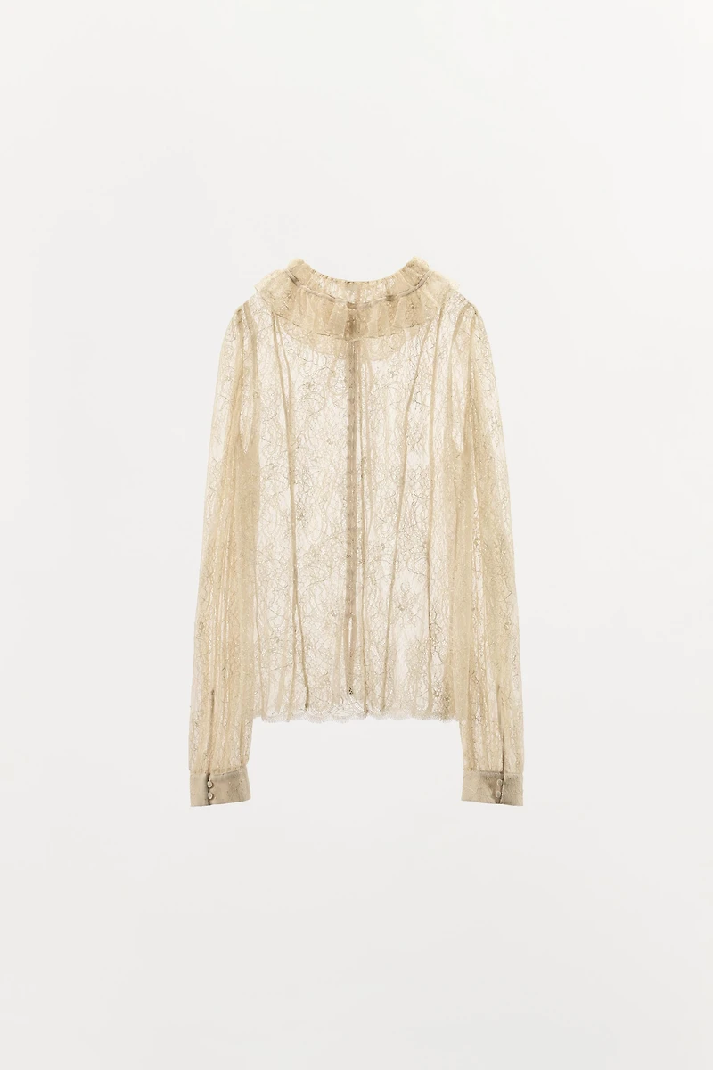 LACE BUTTON SHIRT ZW COLLECTION LIMITED EDITION