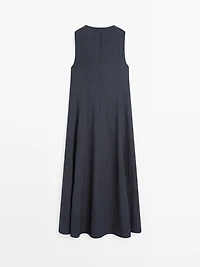 Flowing midi dress with buckles