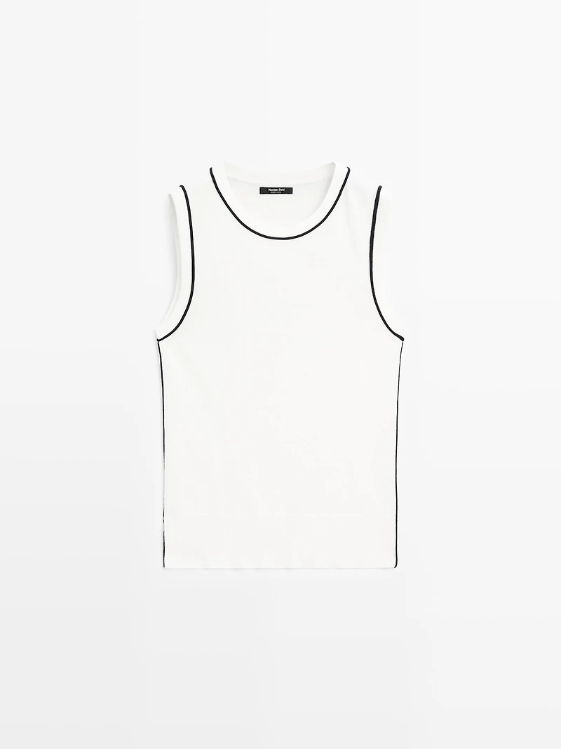 Knit top with contrast detail