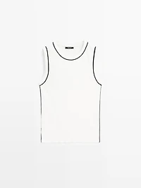 Knit top with contrast detail