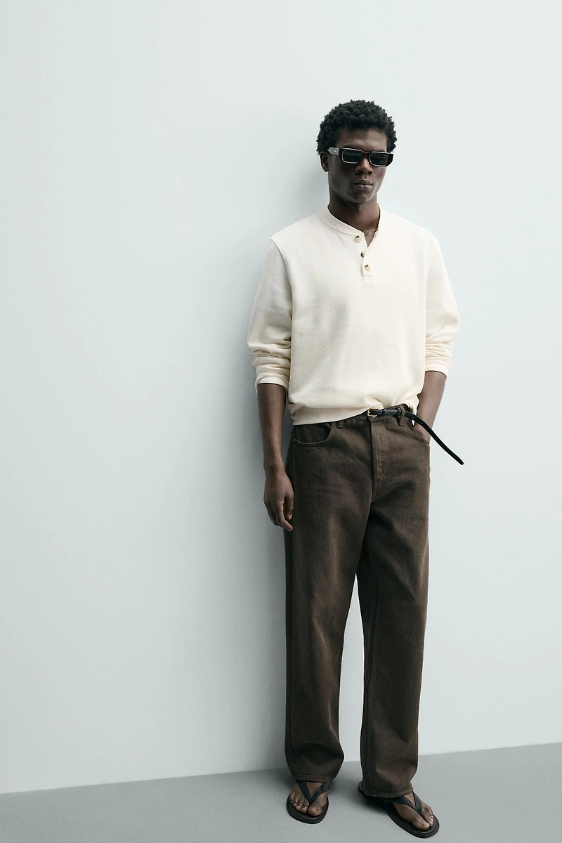 TEXTURED HENLEY SHIRT