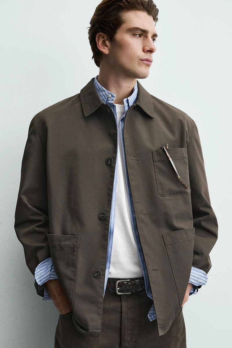 CONTRAST LINING CANVAS OVERSHIRT