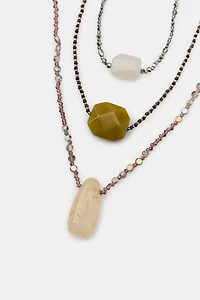 THREE-PACK OF BEADED STONE NECKLACES