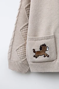 EMBROIDERED HORSES CARDIGAN
