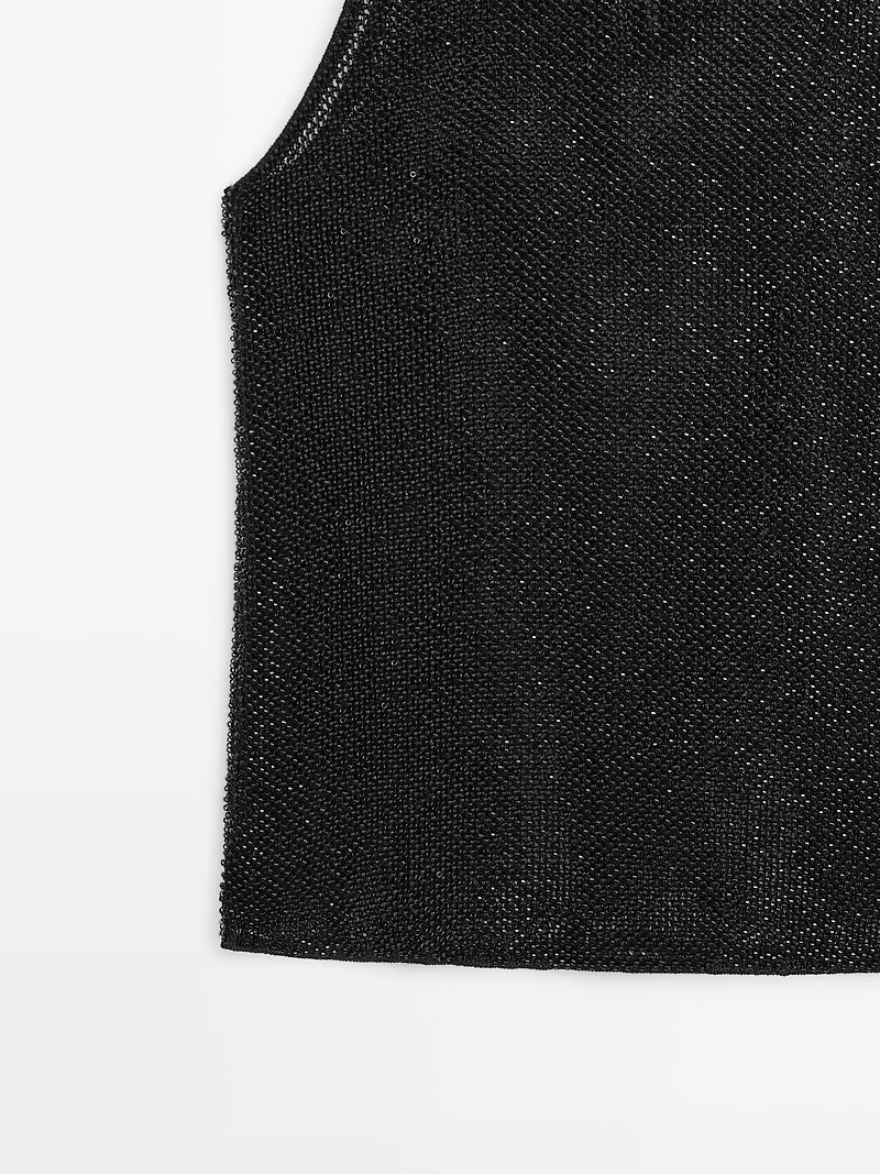 Semi-sheer top with matching beads