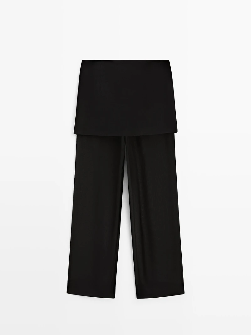 Flowing contrast silk pants