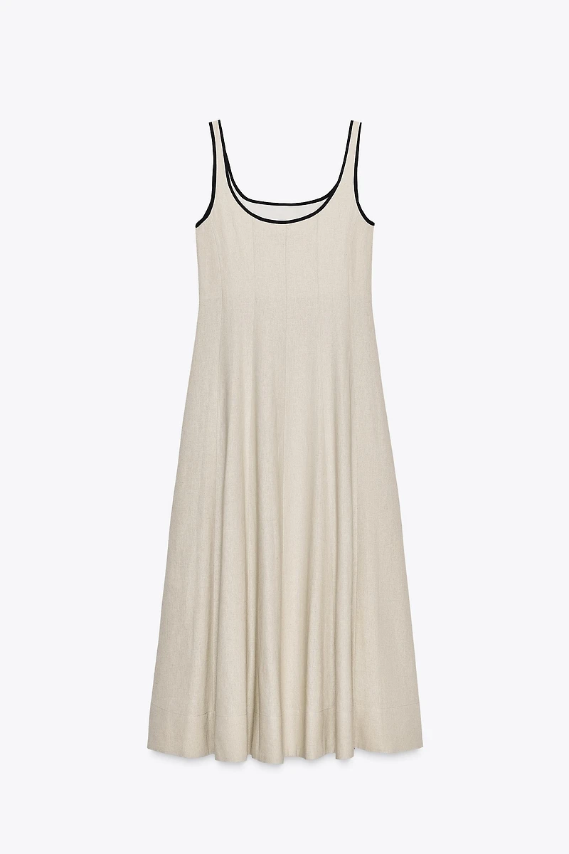 CONTRAST TRIM MIDI DRESS