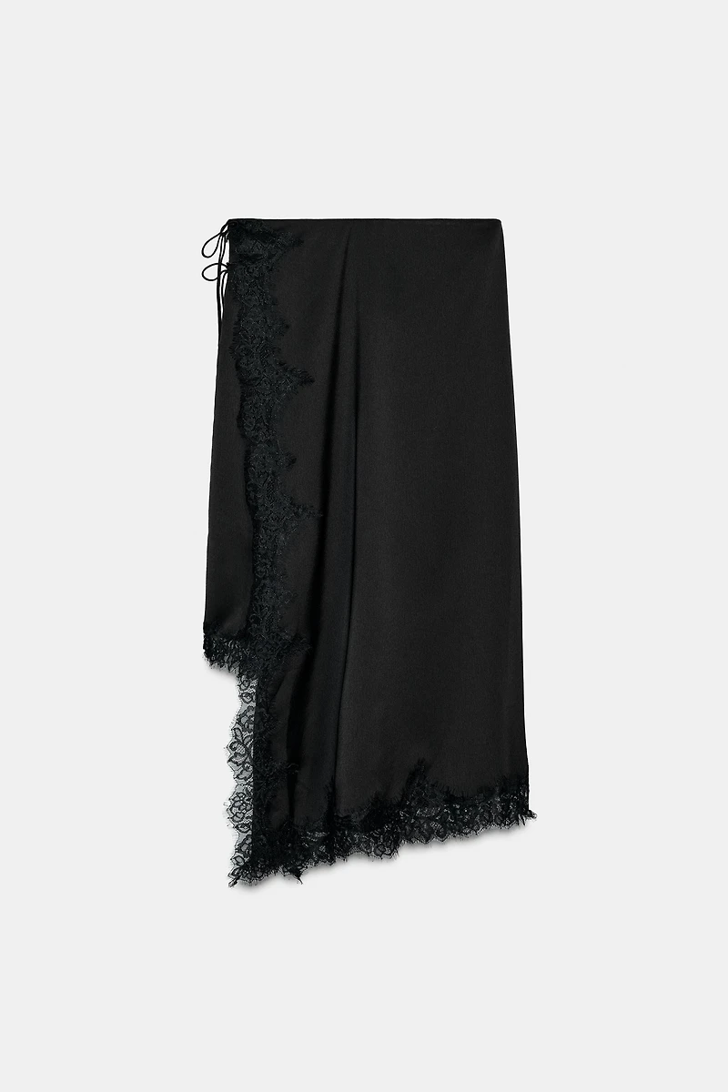 SATIN EFFECT LACE SKIRT ZW COLLECTION