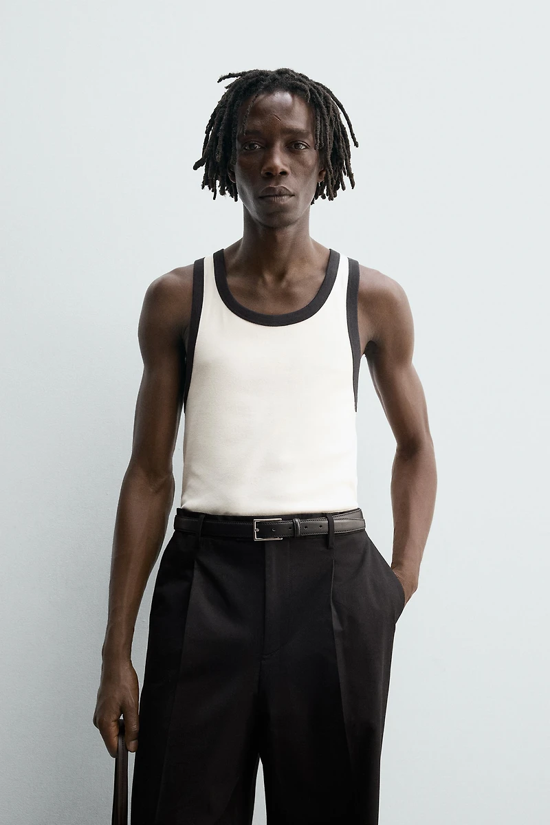 CONTRAST RIB TANK TOP