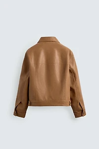 REGULAR FIT FAUX LEATHER OVERSHIRT