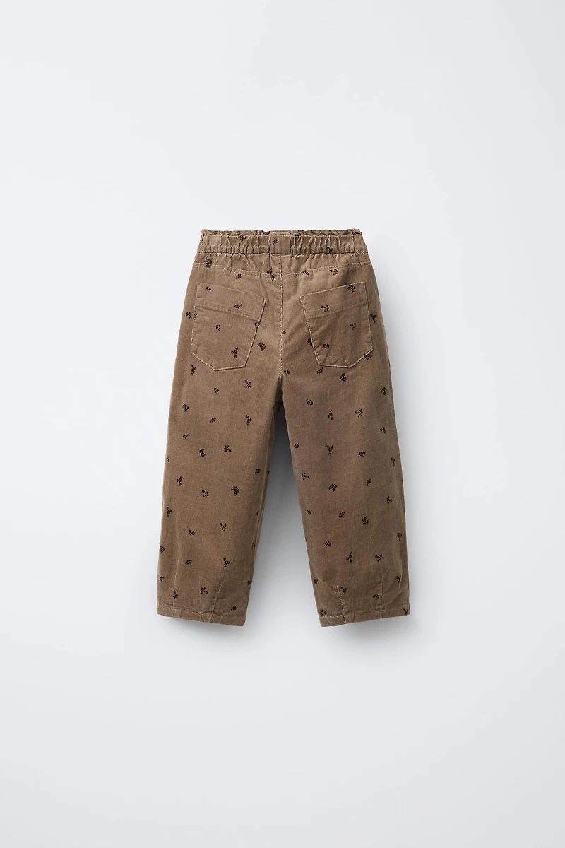 LINED FINE WALED CORDUROY BAGGY PANTS
