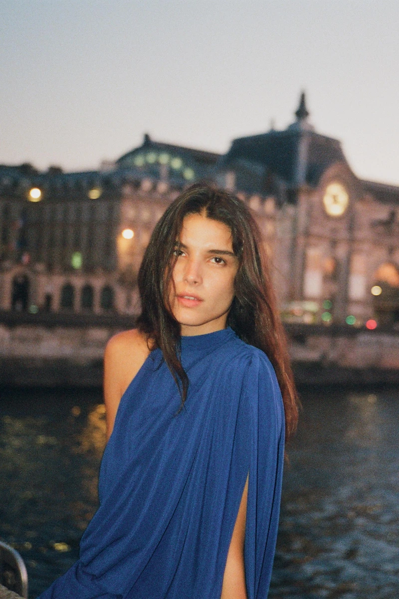 DRAPED CAPE DRESS