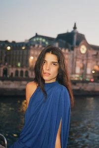 DRAPED CAPE DRESS