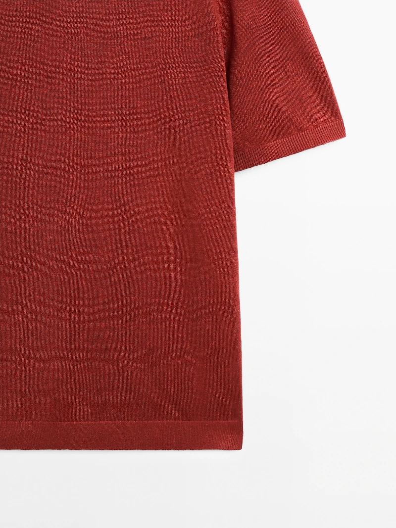 T-shirt en maille à manches courtes 100 % lin