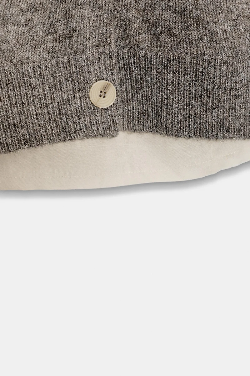 COMBINATION KNIT CARDIGAN WITH BELT
