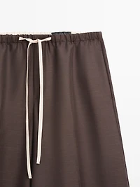 Pantalon laine avec cordon contrastant